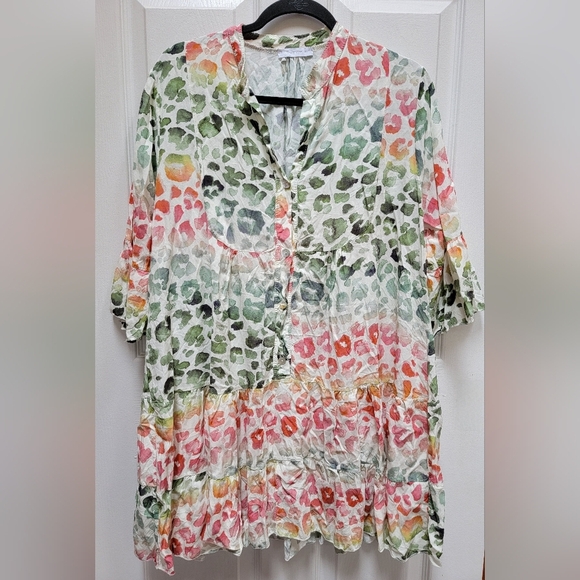 Made In Italy Multicolor Leopard Print Mini Dress Size Large/XL - Picture 2 of 4